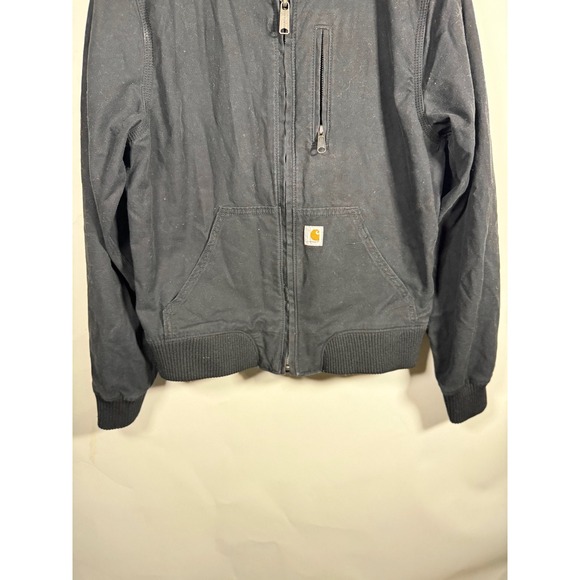 Carhartt Rugged Flex Bomber Jacket Womens Small Black Canvas Full Zip 102524-W - Picture 3 of 8